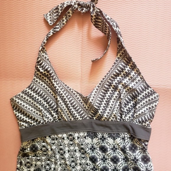 Athleta Black White  Halter Mini Dress 12P - Picture 2 of 8